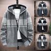 Herren Locker geschnittener Strick-Cardigan mit Kapuze - Samt gefüttert, Langarm, Herbst/Winter