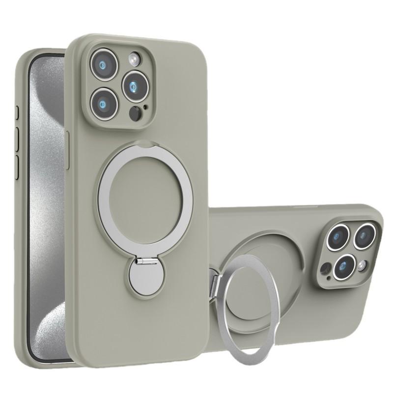 Liquid Silicone Phone Case With Magnetic Kickstand IPhone 16 15 14 13 Series Full Cover Shockproof Soft Shell