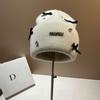 Winter Women's Rabbit Hair Knitted Hat Butterfly Knot Rhinestone Fashionable Warm Woolen Hat Fashionable Beautiful Ear Protection Hat