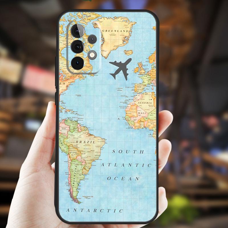 World Map Travel Case For Samsung Galaxy A15 A35 A55 A53 A33 A13 A36 A56 A26 A16 A22 A32 A52 A54 A34 A05 A06