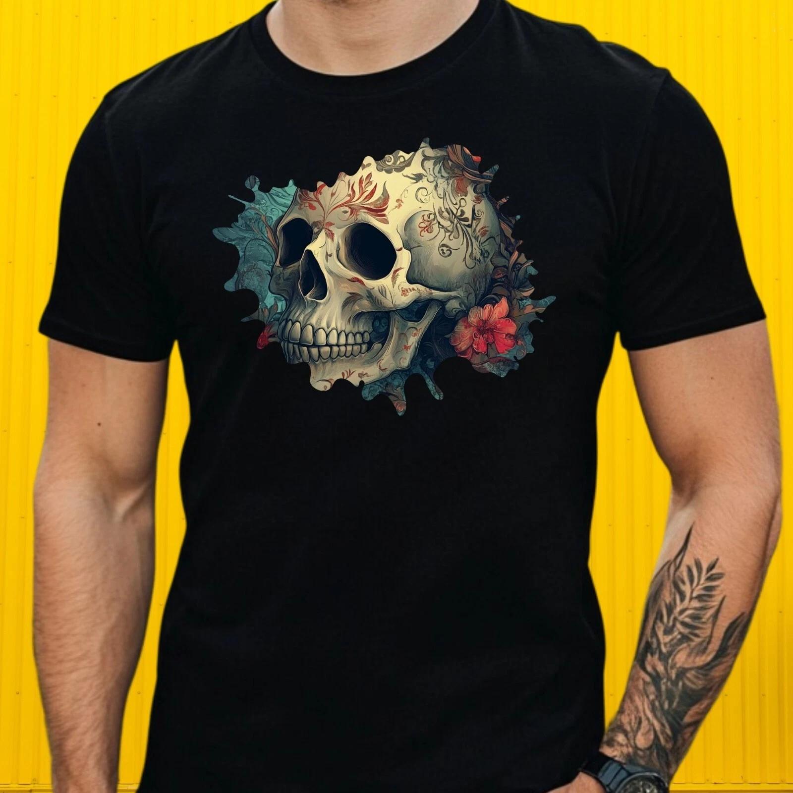 T-Shirt Herren Totenkopf Motiv Baumwolle Größe S bis 5XL M