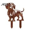 Animal Shaped Yard Art Metal Dachshund Garden Stake, Rusty Silhouette Decorative Stakes for Outside Lawn, Pathway, Patio, Flower Bed Decor Cute Dog