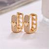 Luxury Female Gold Color Heart White Zircon Stone Hoop Earrings Bridemaids Gifts Wedding  For Women