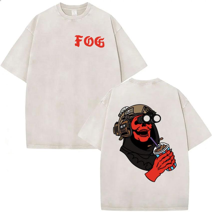 Forward Observations Group T-shirt Lavata Vintage Scheletro Uomo Gotico Oversize Girocollo Manica Corta T-shirt Y2k Streetwear