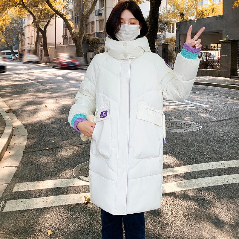 

Повседневная хлопковая куртка средней длины женская 2025 новая корейская свободная хлопковая куртка утолщенная студенческая с капюшоном зимняя теплая куртка XXL бежевый