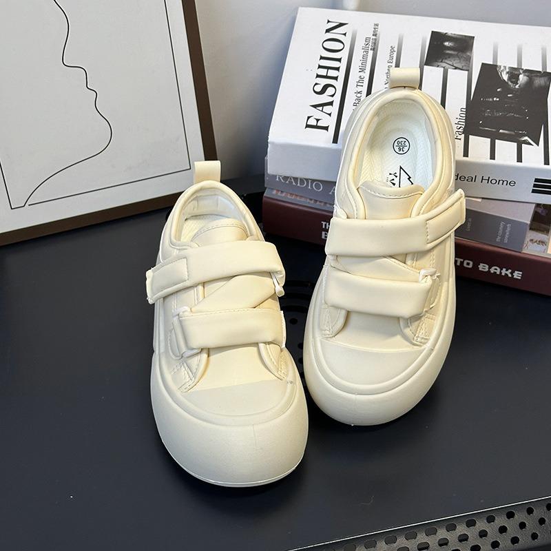 0 Cream Velcro Little White Shoes Women's Spring New Ugly Cute Niche Big Head Shoes