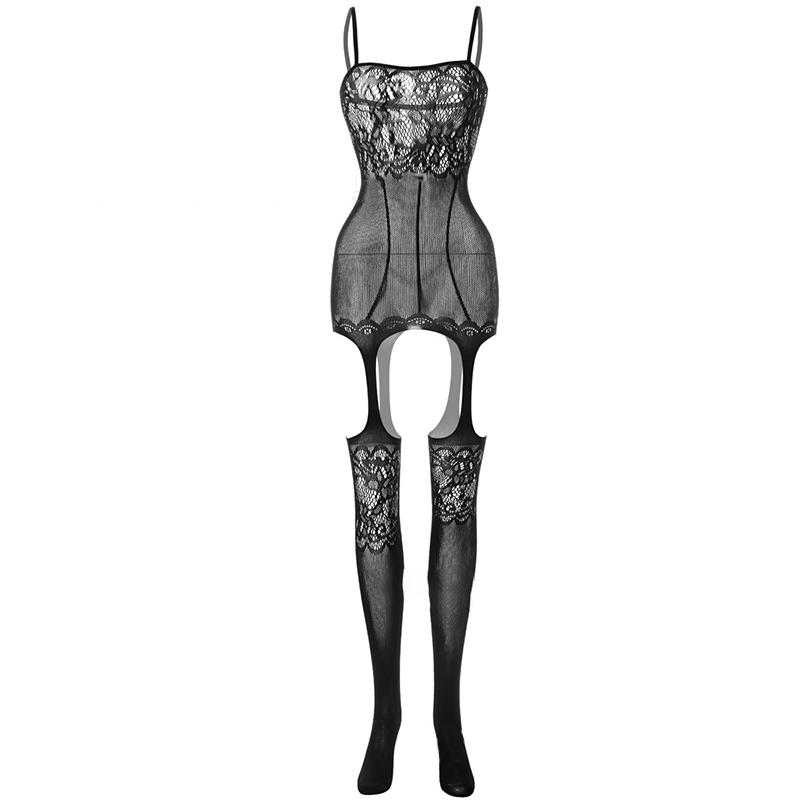 Sexy Burst Models Erotic Lingerie Female Foreign Trade Open Gear Body Stockings Large Size See-through Erotic Net Clothes
