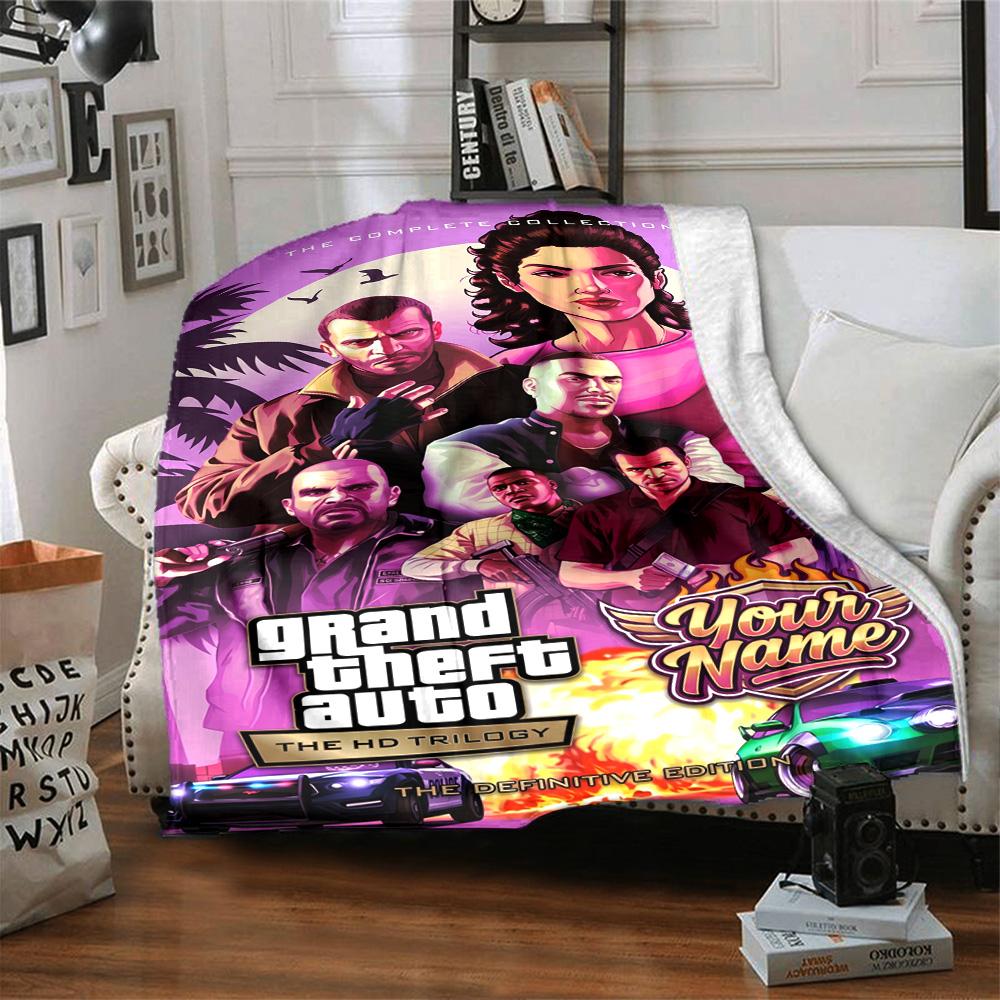 Grand Theft Auto Personalized Name Blanket Lightweight Personalized Blanket Soft & Cozy Versatile for Living Room Office Chair Picnics Sofa