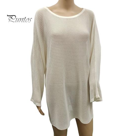 Women Cover Up Dress Batwing Long Sleeve See-through Hollow Mesh Bikini Cover Up Quick-Drying Breathable Beachwear