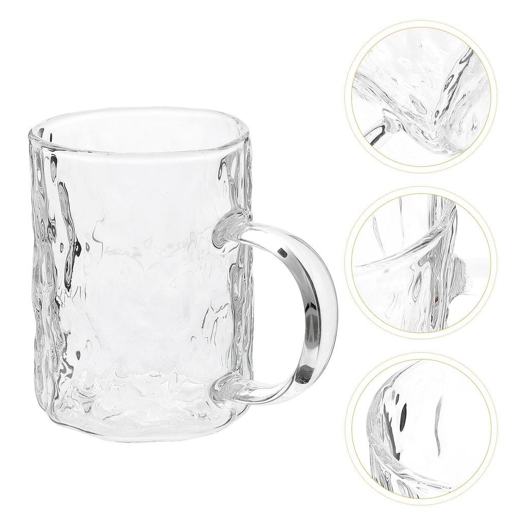 High Grade Safe Glass Water Mug with Non Slip Handle Multi Purpose Beverage Cup for Juice Coffee Camping Office Home