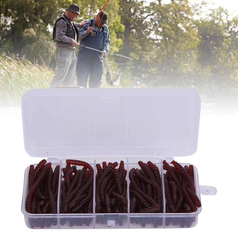 100PCS Silicone Artificial Worm Lures 6cm Length Fishing Lures River Fishing