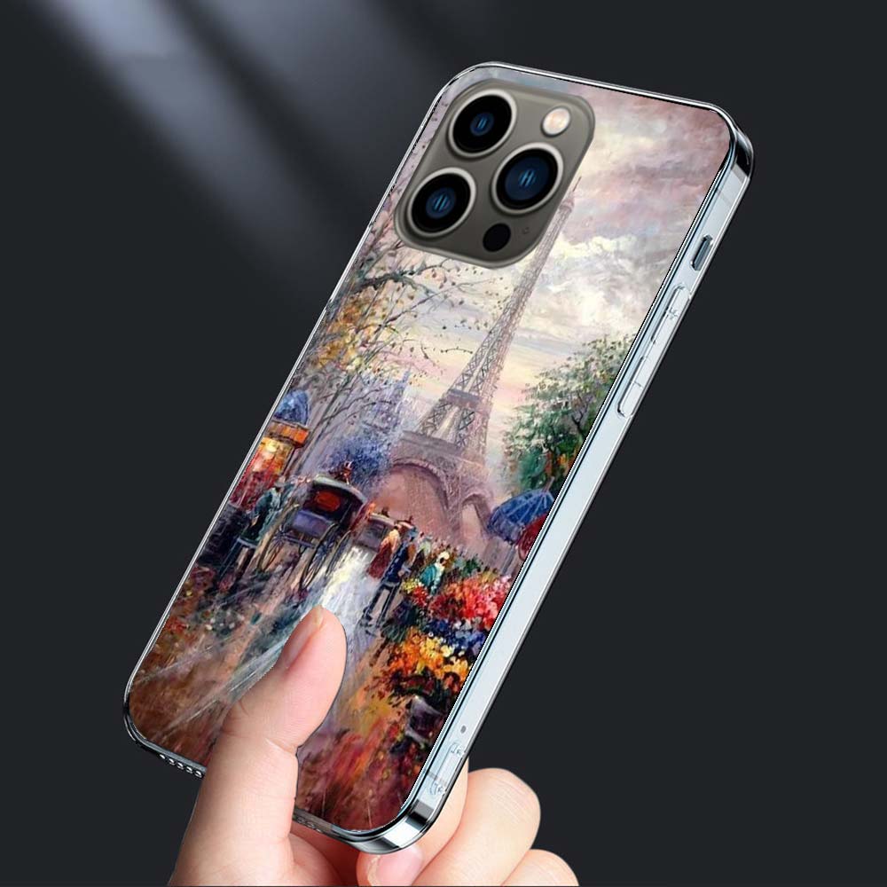 Artist London Painting Oil Painting Phone Case For Iphone 16E 15 Pro 14 Plus 17E 16 17 Pro Max Air 11 12 13 Mini Shockproof C