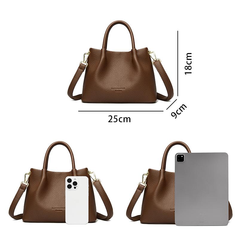 Ladies' Soft Leather Tote Bag, Luxury Designer Handbag, Solid Color Ladies' Shoulder Bag, and Minimalist Crossbody Bag