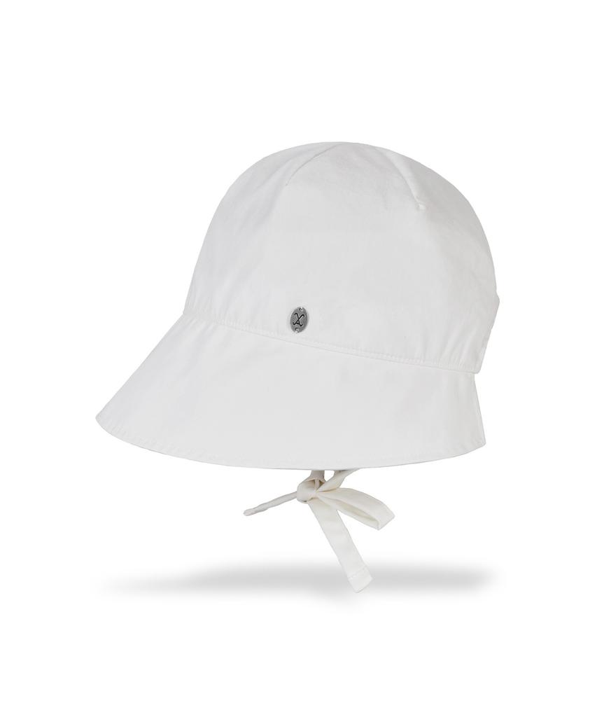 Bajal Va Curved Oval Metal Bonnet Hat White
