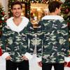 Men's Christmas Printed Fleece Lined Hoodie | Faux Trim Party Sweatshirt With Pocket | Plus Size Loose Fit Holiday Pullover