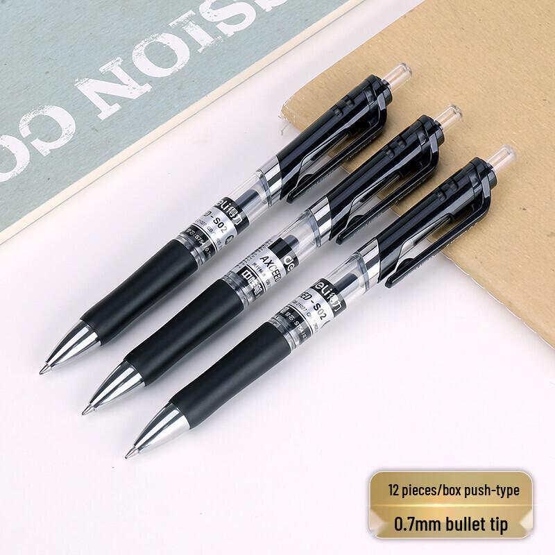 Deli 0.7mm Black Ret Retractable Gel Pen, 12-Pack