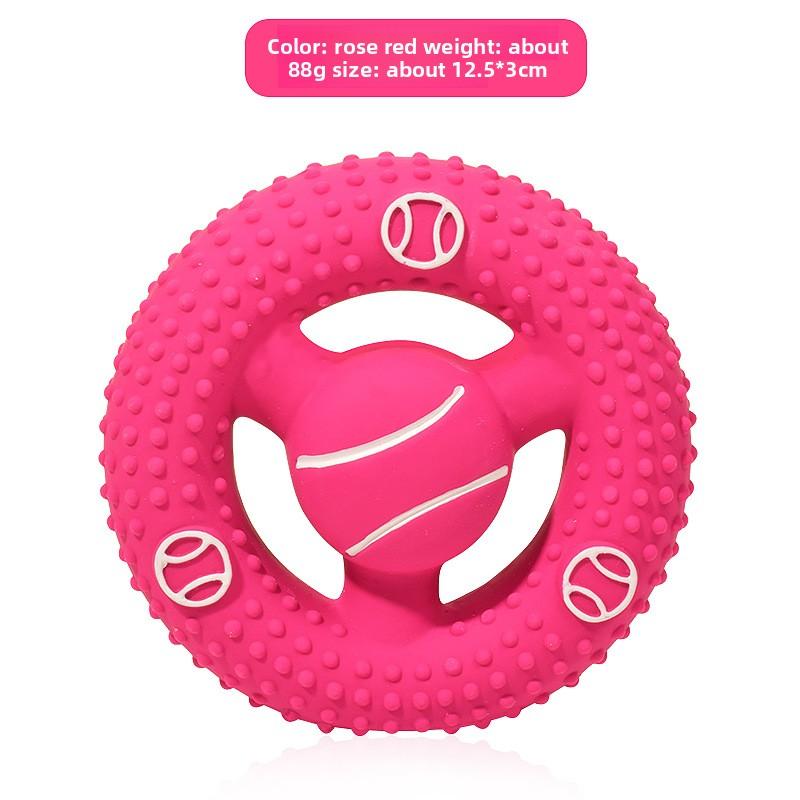 Pet Latex Toy Football Basketball Steering Wheel Teething Toy for Relaxation and Entertainment Sound-producing Frisbee Dog Toy