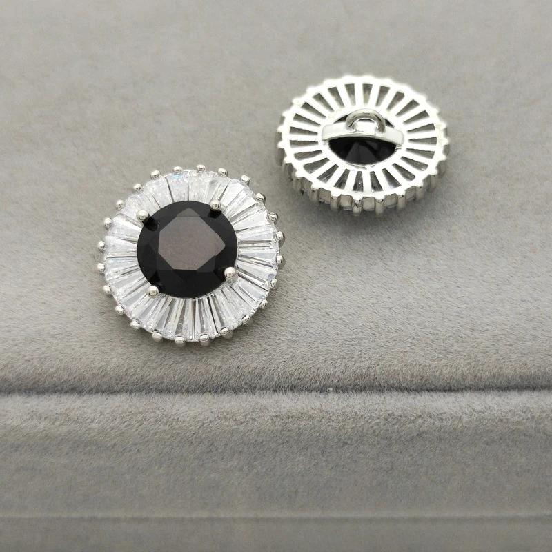5pc Luxury Crystal Buttons for Clothing Cubic Zirconia Button for Coat Decorative CZ Sewing Buttons for Suits Cardigan