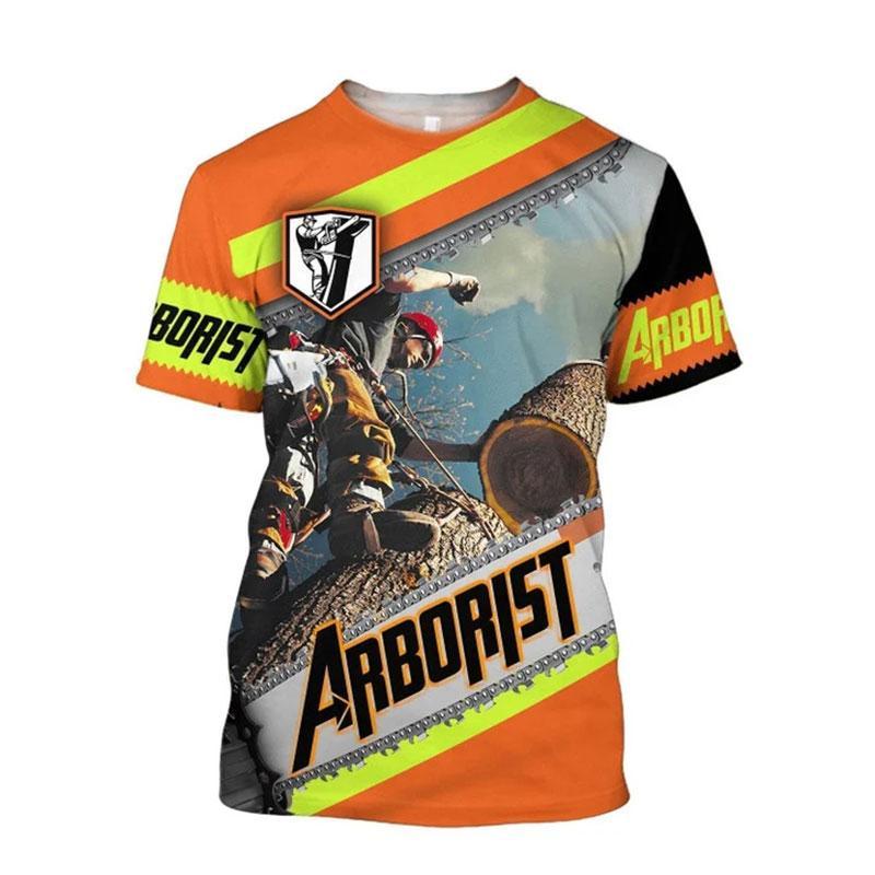 Camisetas Gráficas de Leñador Arborista de Moda Para Hombres Tendencia de Verano Manga Corta Camiseta Estampada en 3D Holgada Secado Rápido Ropa de Trabajo