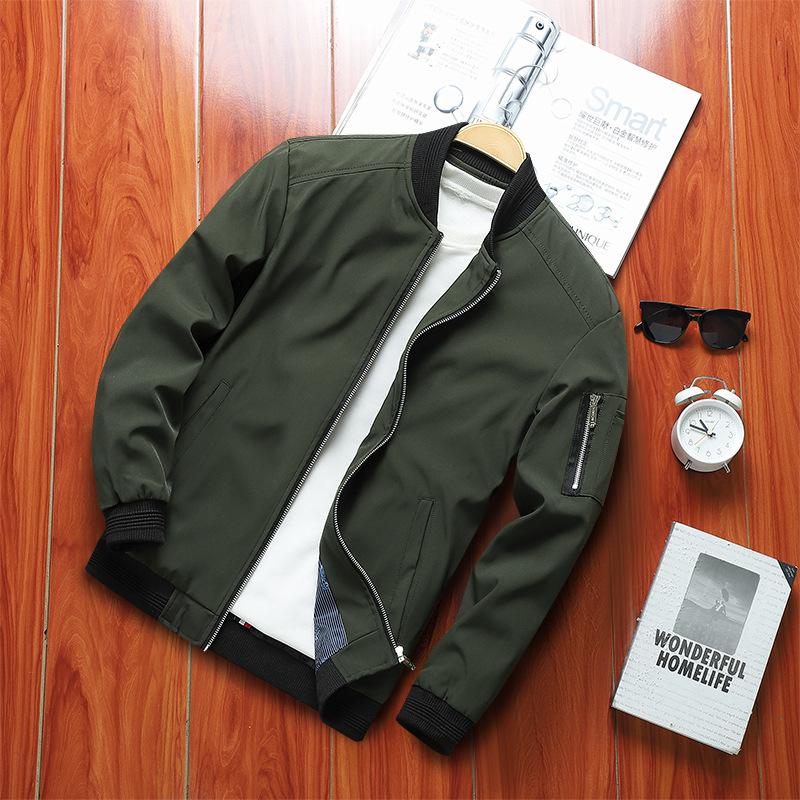 

New spring and autumn men s thin jacket, casual coat, men s baseball jacket, men s leather jacket for youth 6XL армія зелений колір
