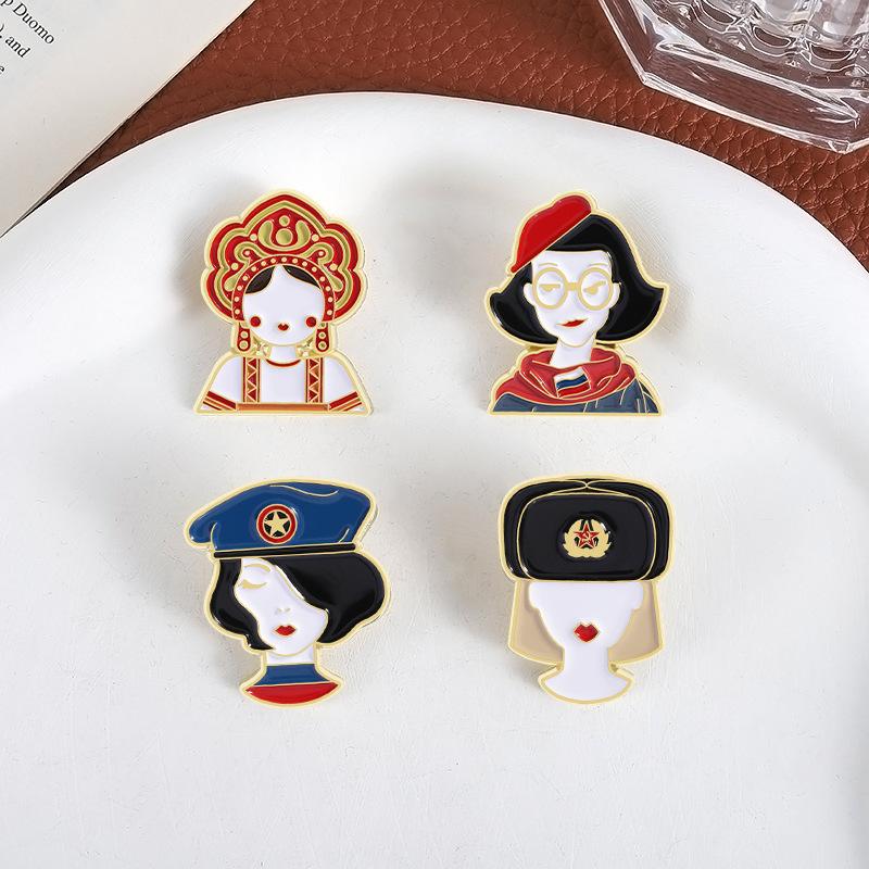 3/4Pcs Personalized  Nesting Doll Shaped Brooch Clip Creative Cartoon Commemorative Metal Jewelry Accessory Badge