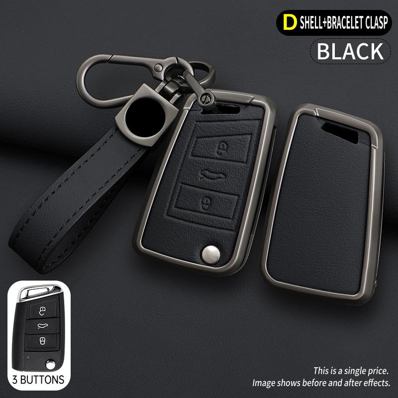 New Zinc Alloy Leather Car Key Cover, For Skoda Vrs Superpa Octavia A5 Kodiaq Octavia A7 A8, Protected Keychain Bag, Accessories