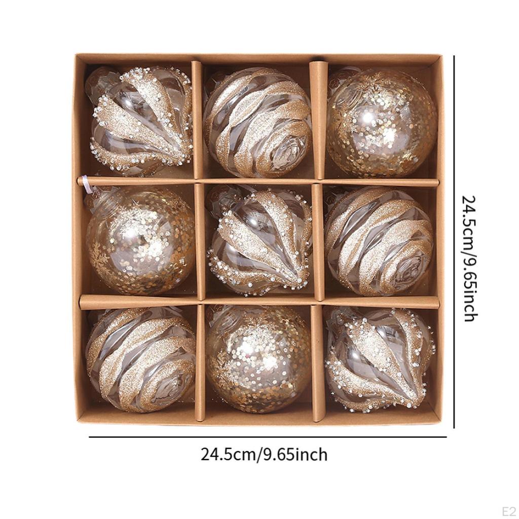 9 Pieces Christmas Ball Ornaments Decorative Baubles Charm Pendants Shatterproof Xmas Tree