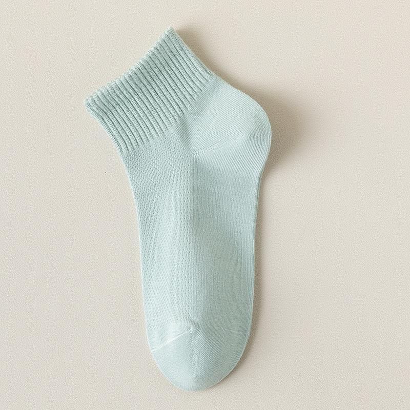 

Женские летние тонкие повседневные носки-трубы из чистого хлопка, дышащие, сетчатые, без косточек 1 pair зелёный/серый