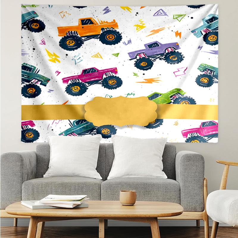 Truck Print Tapestry, Backdrop, Easy Setup, Ideal for Bedroom, Office & Living Room, with Aesthetic Wall Hanging Decor.