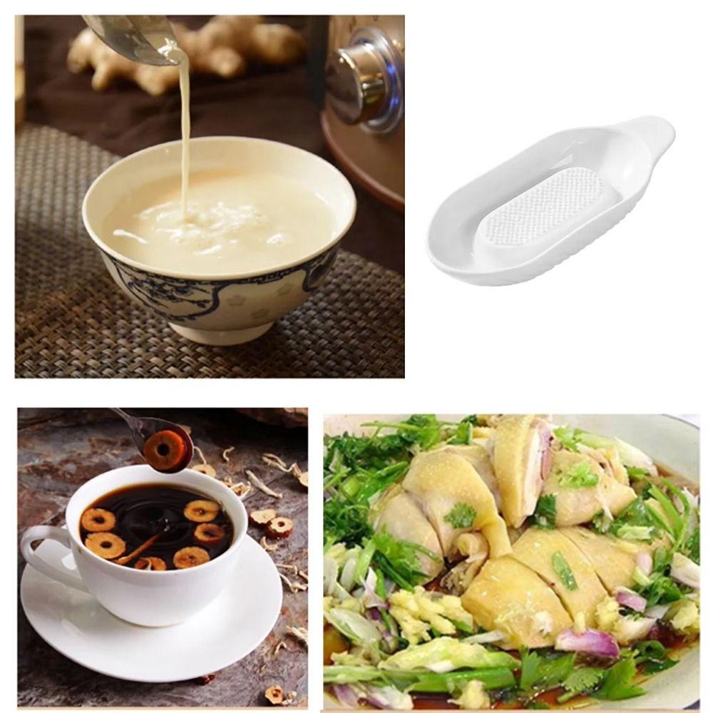 White Food Hand Grinder with Brush Kitchen Garlic Masher Convenient Porcelain Grater Plate Cooking