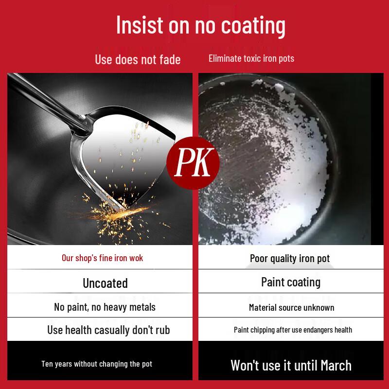 Yuzhou Pogrubiony Żelazny Wok z Podwójnym Uchwytem