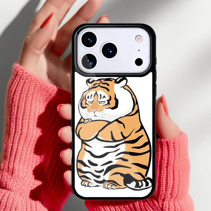 

Cartoon Fat Tiger Phone Case for iPhone 17 16 15 14 13 Pro Max Back Cover for 12 11 Pro Coque iPhone 13 Pro Max