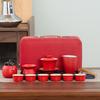 Shangqi Red Ceramic Kung Fu Travel Tea Set