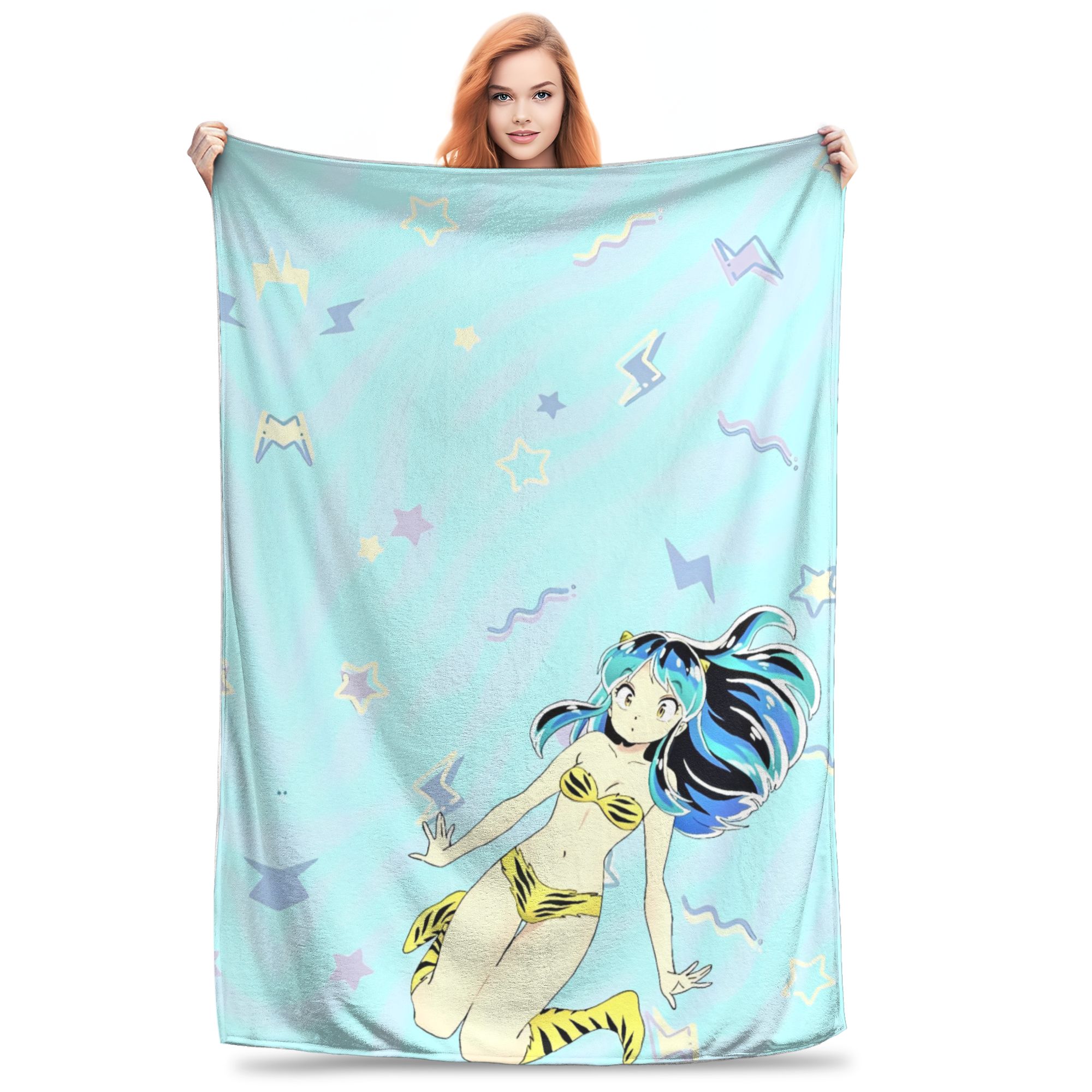 

Soft Warm BlanketKids Decorative Anime Urusei Yatsura Throw Blanket Flannel Bedspread For Outdoor Novelty Sofa Bed Cover 75x90cm