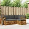 4 Piece Outdoor Sofa Set In Natural and Anthracite Solid Acacia Wood