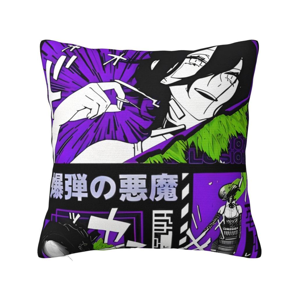 Chainsaw Man Reze Pillow Cases Makima Power Aki Denji Cushion Covers Novelty Throw Pillow Case Cover For Living Room 18"X18"