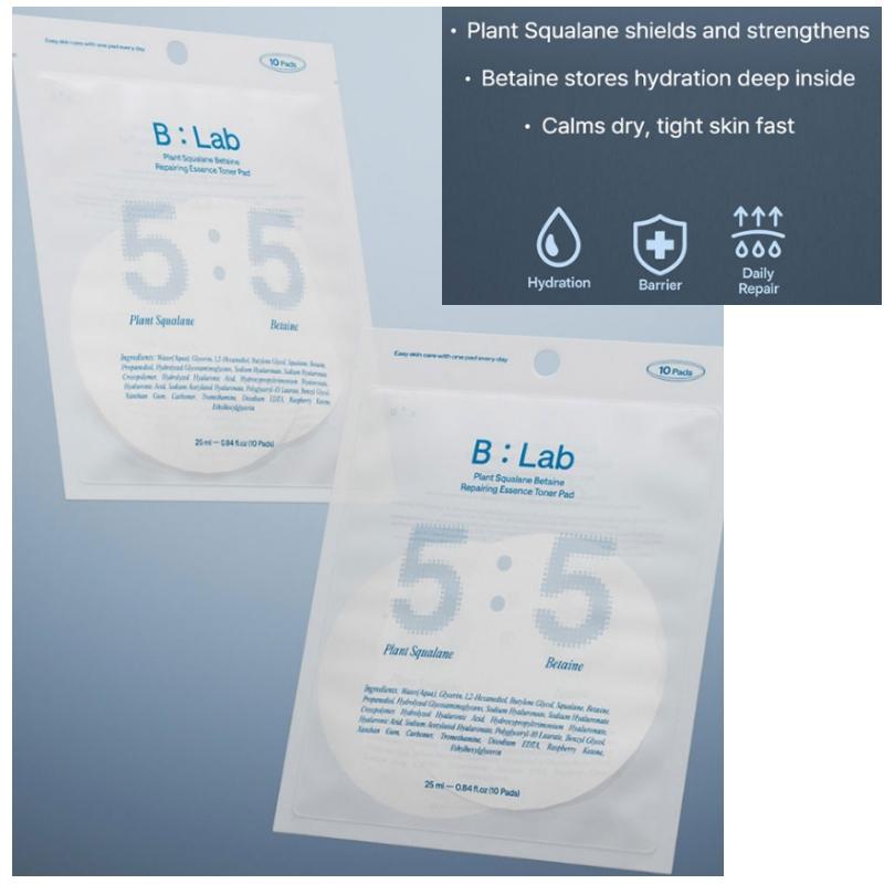 

B : Lab Essence Toner Pad 10Pads Portable Toner Pad (10 Pads x 5 Packs) 5 Types Squalane-5 Packs