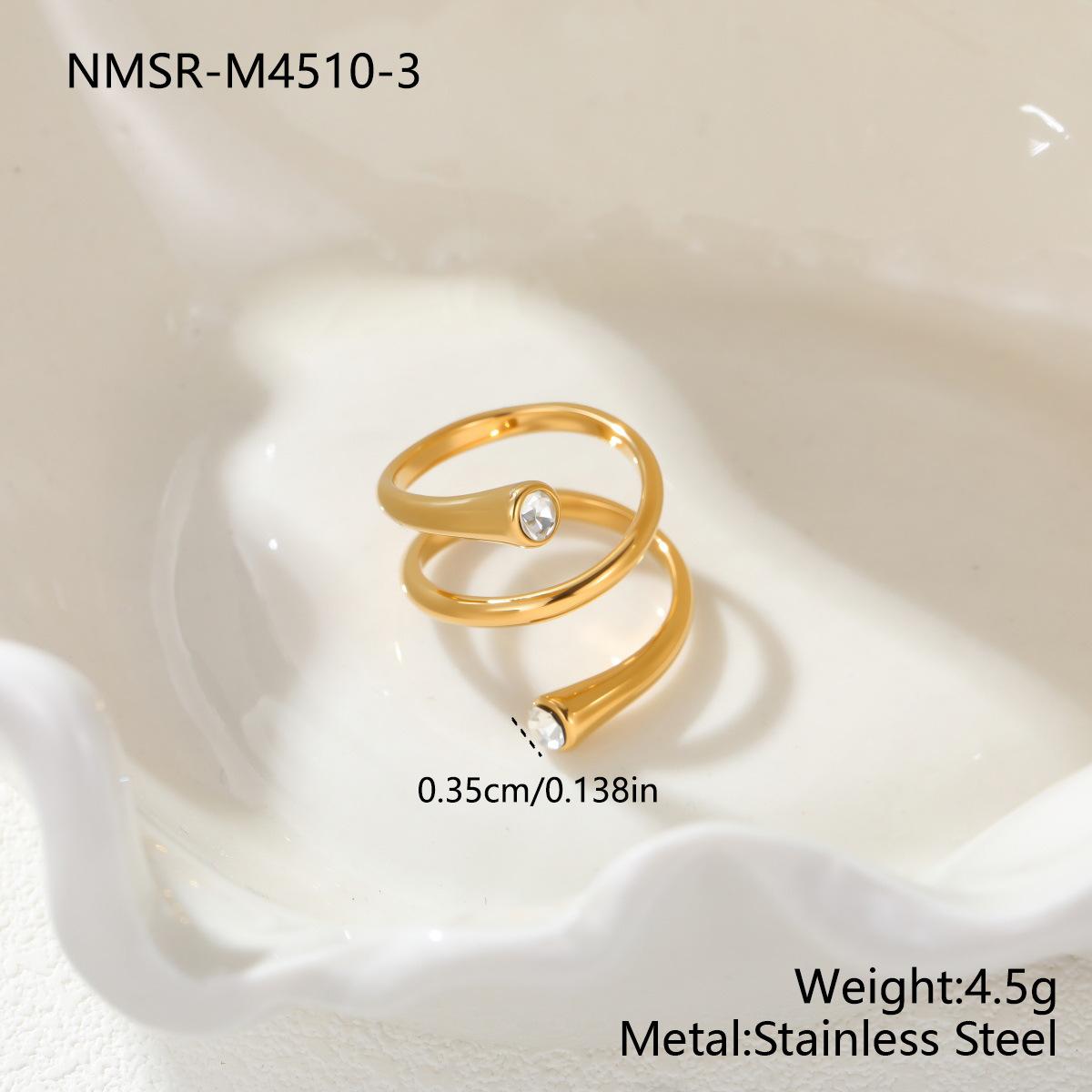 GEMCHIC Women s Stainless Steel Open Ring Double Coil Fashion Light Luxury Geometric Design Adjustable Band