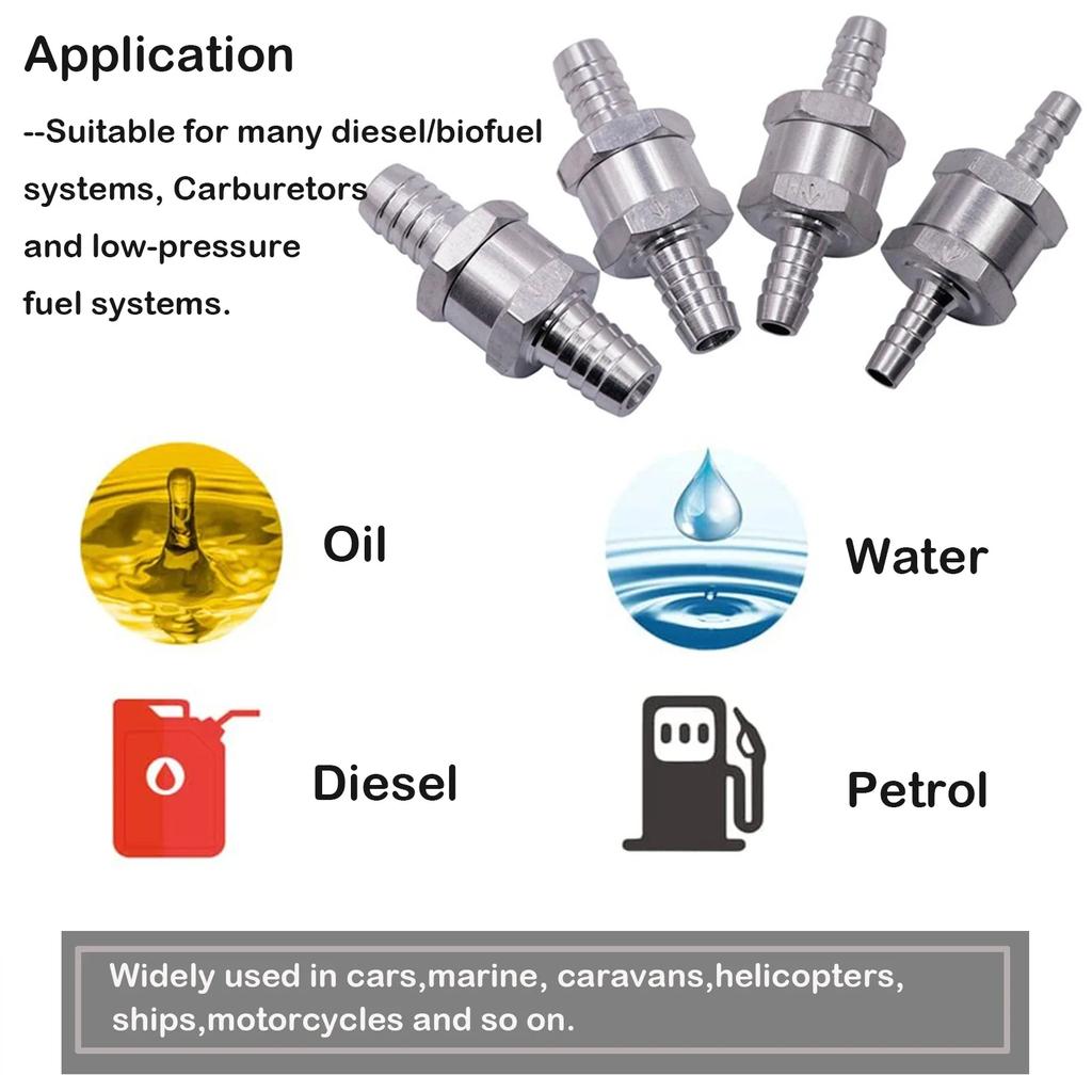 Fuel Non Return Check Valve 6/8/10/12mm Aluminium Alloy Petrol Diesel Water Fuel Line One Way for Peugeot Renault