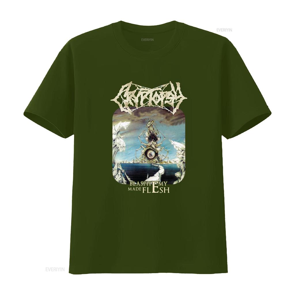 CRYPTOPSY Blasphemy Made Flesh T Shirt Heavy Metal Band Art Print vintage Washed Stylish Breathable Comfortable Soft Slightly