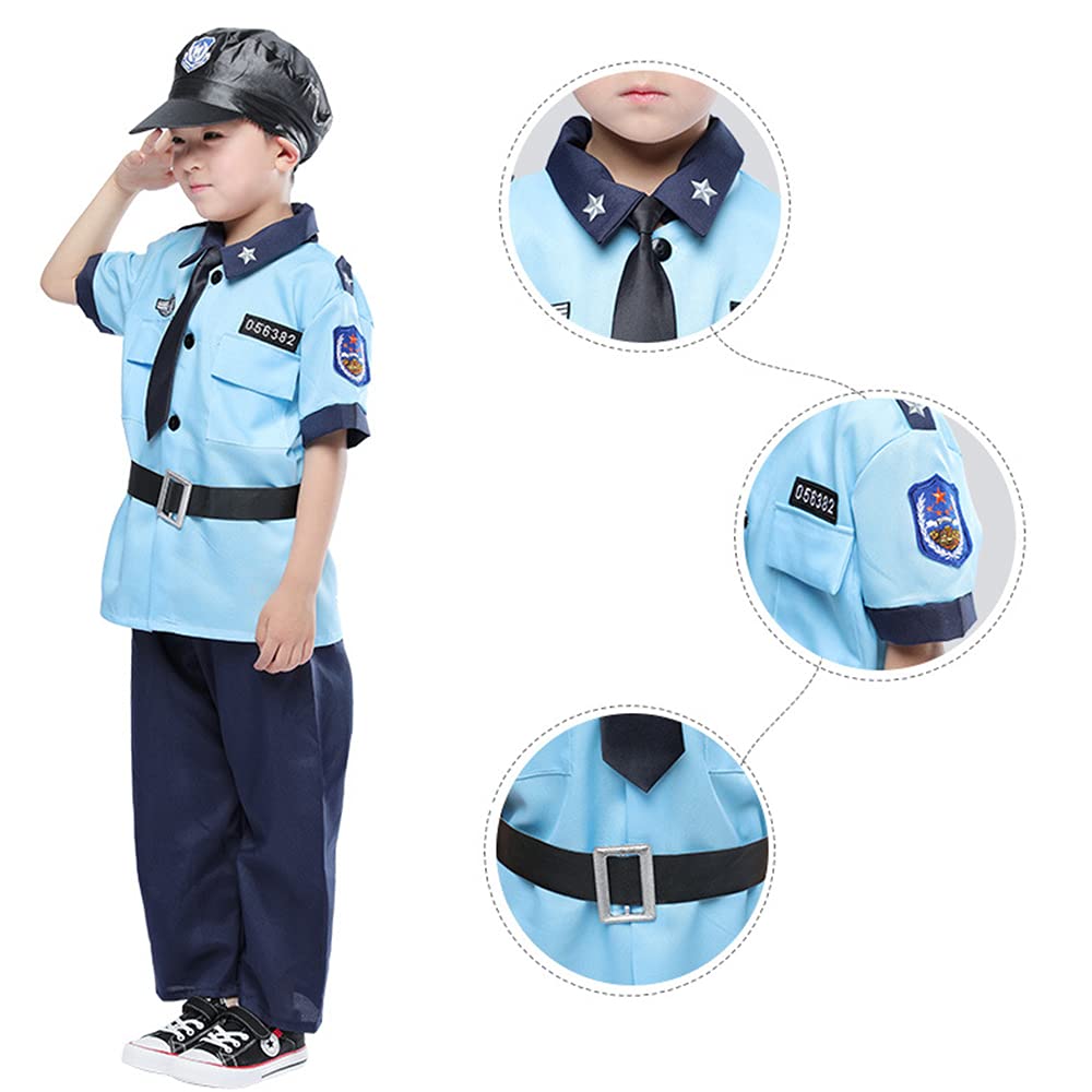 Lhyxuuk Police Uniform Cosplay Costume for Suitable for Police Officers Size Kids, Halloween, (Boys, S)