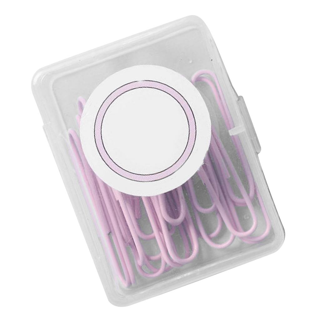 Paper Clips Metal for File Book Binding Colored Office Supplies with Storage Box 50mm Sakura Pink