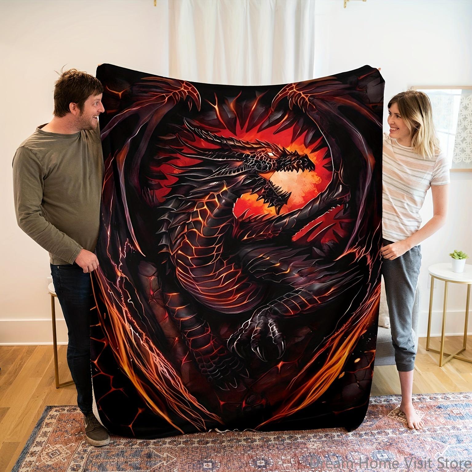 

1 шт. Фланелевый плед с принтом дракона, мягкий плед для дивана, кровати, путешествий, кемпинга, гостиной, офиса, дивана, кресла и кровати 30x40in