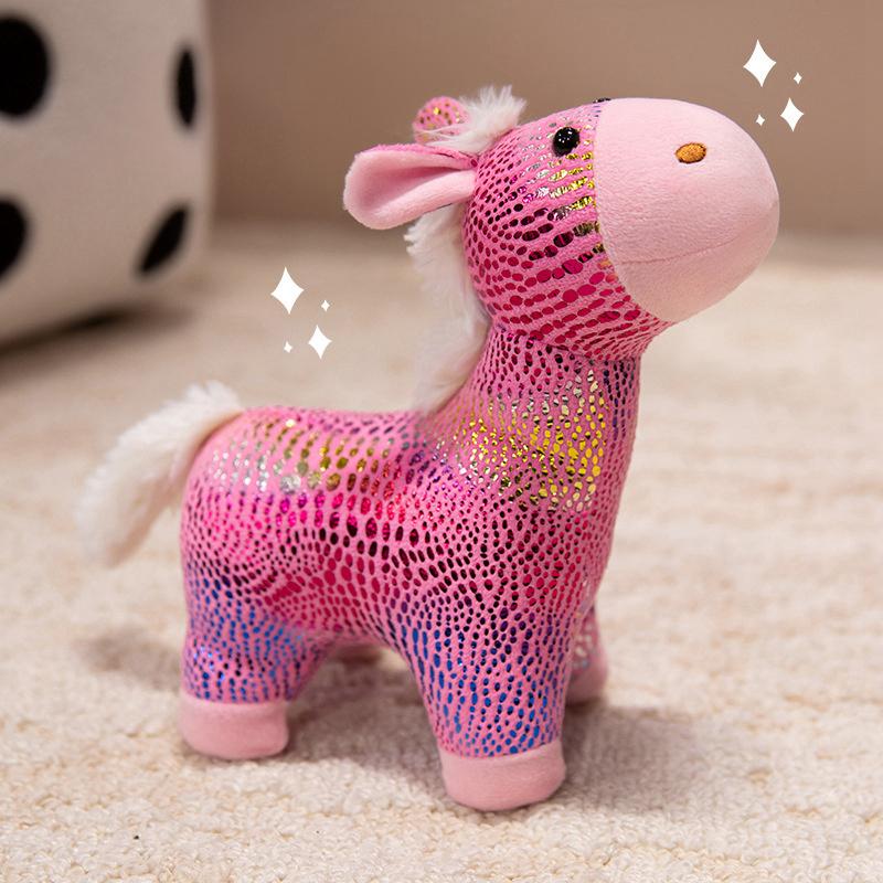 

22/30cm Cartoon Colours Glitter Horse Plush Doll Green Pink Blue High Quality Horse Animal Stuffed Toy Home Decor Present Suitable For Child about 22cm