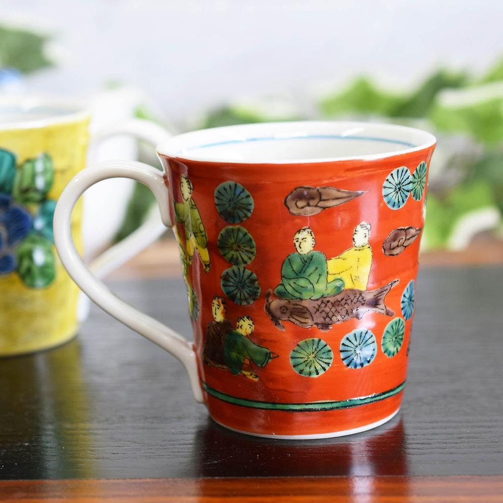 Waza no Kura Stylish Pair of Mugs, Kutani Ware, Mokume/Yoshidaya, High-Quality Pottery, Made in Japan