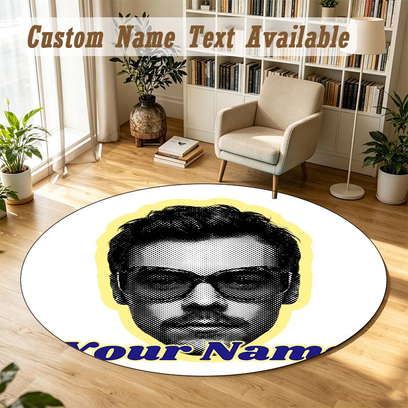 Round Rug Custom NameHarry Styles Pattern Non Slip Carpet Home Floor Decor