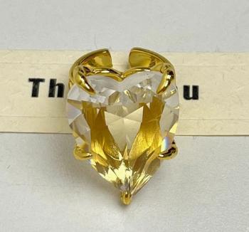Retro Design Heart-shaped Large Crystal Opening Ring Women s Luxury