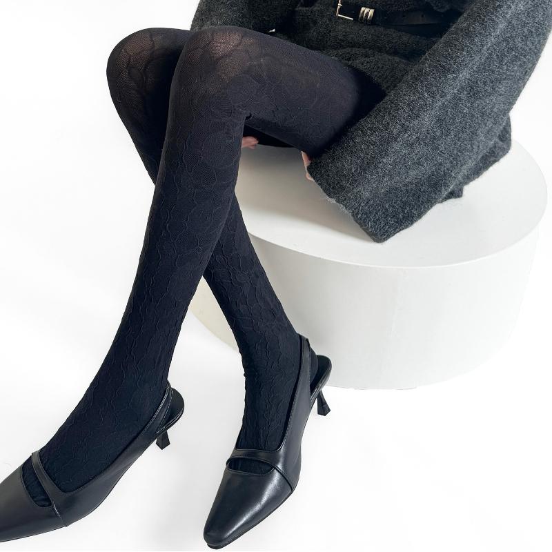 Pantyhose Women Floral Embossment Retro Body Stockings Women Tights Sexy Lingerie Female Hosiery Thigh High Stockings Pantyhose