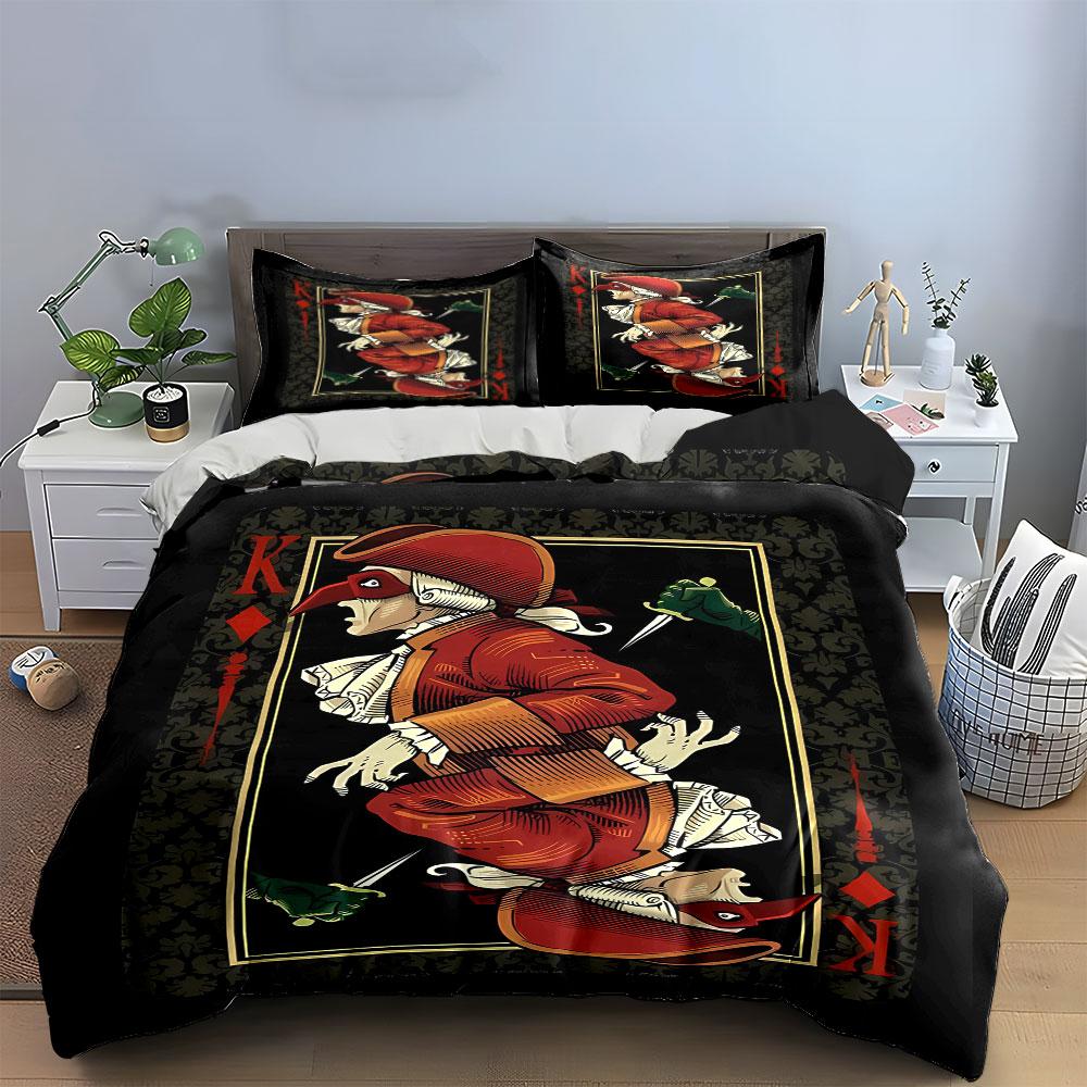 King Card Design Pattern. Bedding Sets Duvet Cover Sets Duvet Covers Pillowcases(1*Duvet Cover 2*Pillowcases Without Duvet Insert)