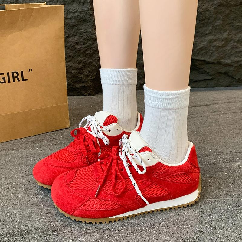 Mesh breathable women's summer new thick-soled heightening casual shoes retro color matching sports